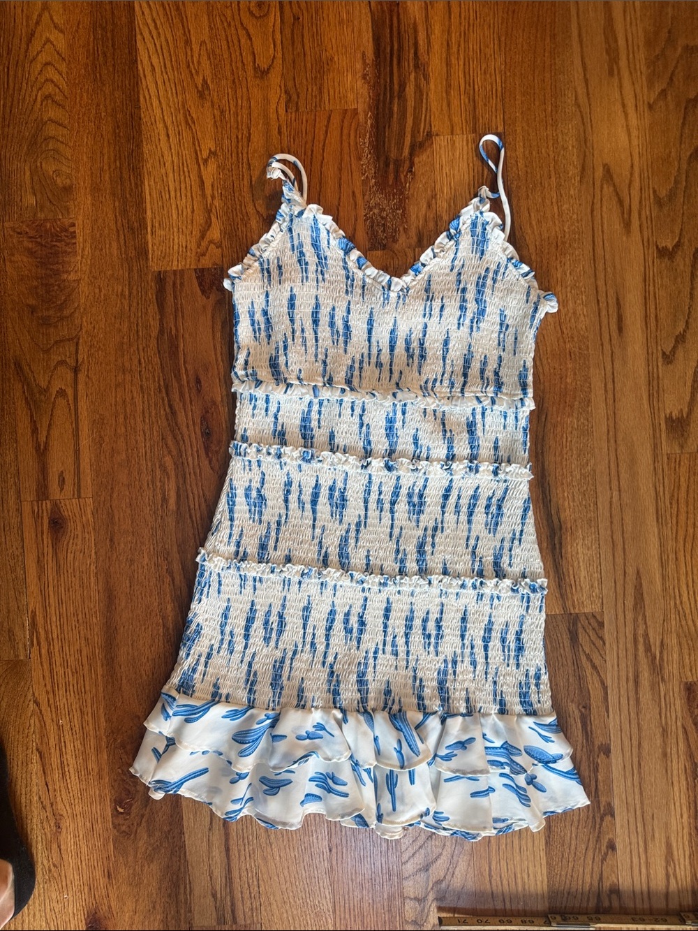 The Impeccable Pig Blue and White Smocked dress